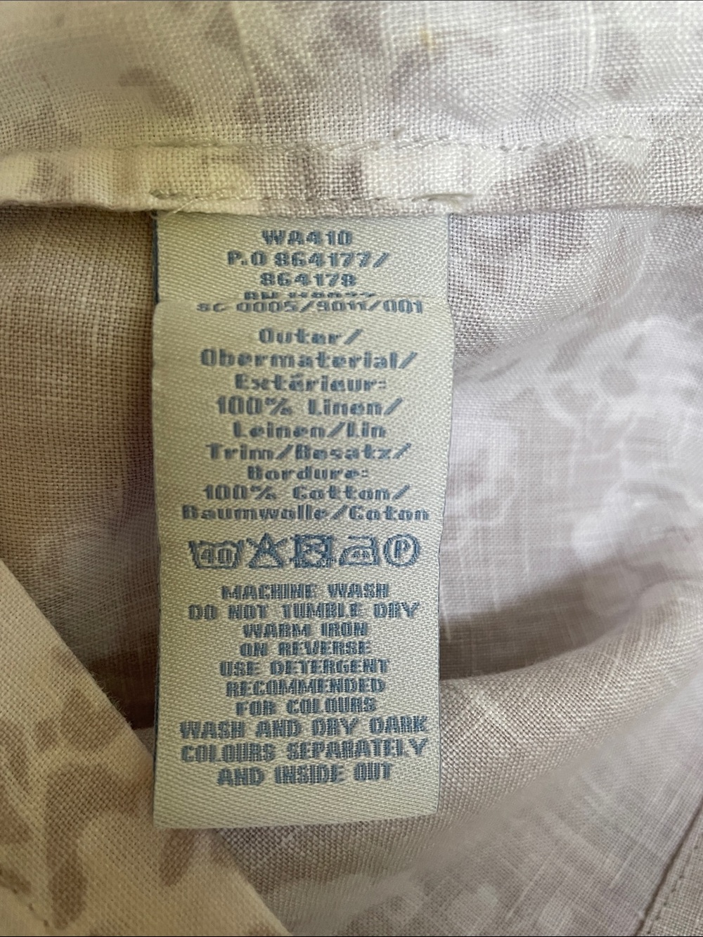 Boden 100% Linen Floral Braided Rope Neckline Tunic Blouse Grey White UK 8 US 4 - Picture 8 of 10